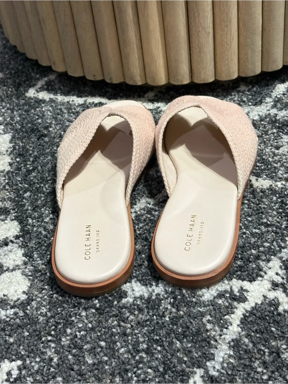 Cole Haan Womens Slide Sandals - Size 9B - Blush Pink Woven - Like New